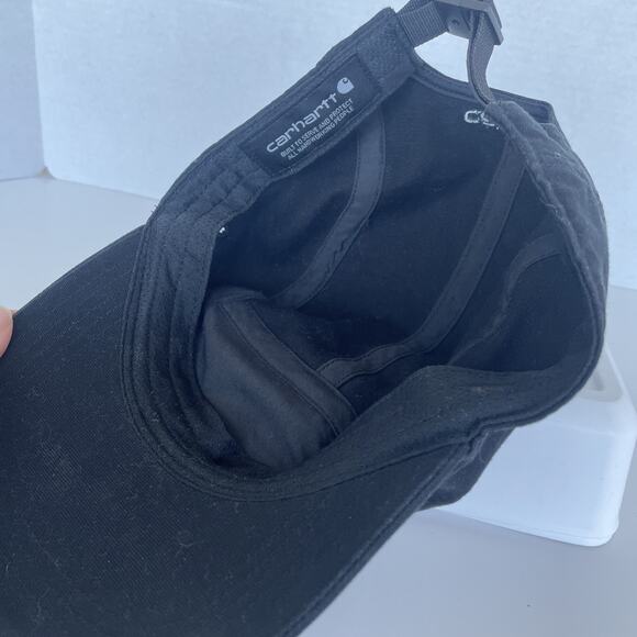 Carhartt Black Canvas Mesh Back Cap One Size Adjustable Snap Closure - Picture 4 of 4